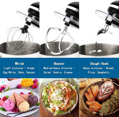 Aucma Stand Mixer,7.4QT Food Mixers, Kitchen Electric Mixer with Dough Hook, Wire Whip & Beater(Black, 7.4QT)