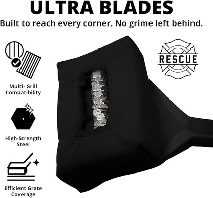 Grill Rescue BBQ Replaceable Scraper Cleaning Head, [Rescue-Upgraded], Bristle Free, Durable and Unique Scraper Tools for Cast Iron or Stainless-Steel Grates, Barbecue Cleaner (Ultra Pro Head)