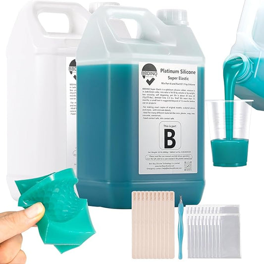 BBDINO Silicone Mold Making Kit - Super Elastic Silicon for Mold-Making 2 Gallons - Platinum Grade 1A:1B Mixing- Ideal for Resin/Silicone/Soap Molds Casting Jade Green