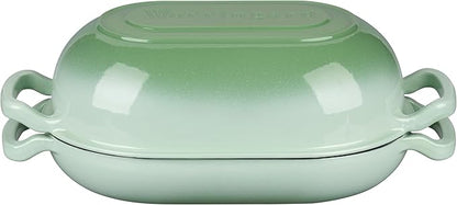 Enameled Cast Iron Sourdough Bread Oven, Dutch Oven, Loaf Cast Iron Bread Pan for Homemade Bread Baking, Meatloaf Pan with Lid, 5QT, Green