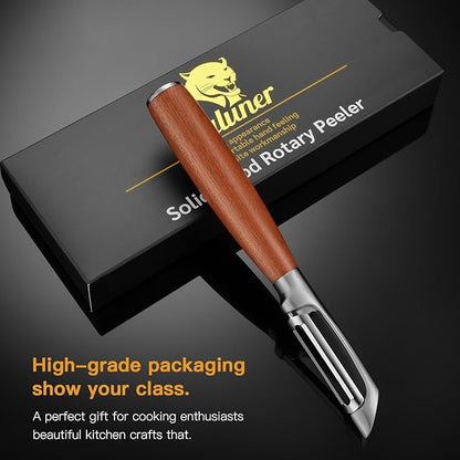 Premium I Type 304 Stainless Steel Multifunctional Kitchen Peeler Real Wood Handle Ultra Sharp Blade Vegetable Potato Apple(Aosuan)