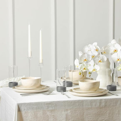 Stone Lain Mirella 16-Piece Dinnerware Set Stoneware, Borosilicate Glass, Beige