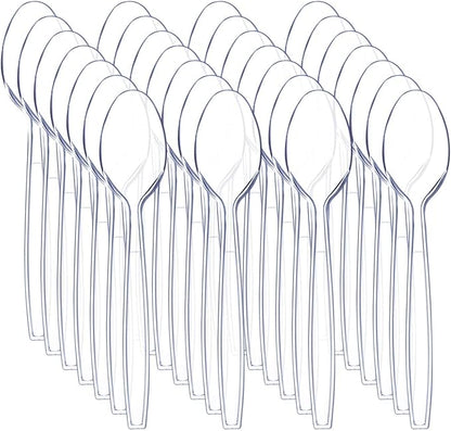 Liacere 360 Pieces Clear Plastic Spoons - Heavyweight Disposable Spoons-6.7inch Heavy Duty clear Cutlery - Plastic Utensils - Perfect for Chrismas Parties and Restaurants for Spring