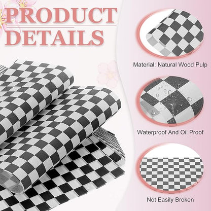 PATIKIL 7.1" x 7.1" Waxed Paper Sheets, 100Pcs Square Pattern Oil-absorbing Dry Food Wrapping Paper for Bakery Coffee Shop Home Baking Kitchen DIY, Black