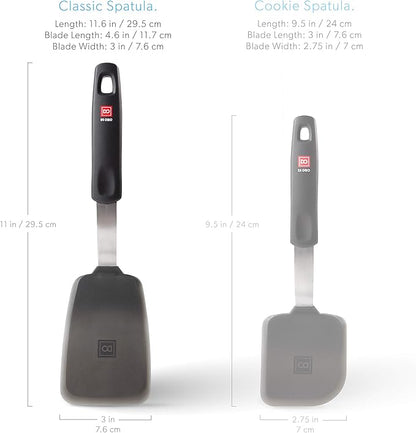DI ORO Silicone Turner Spatula - Kitchen Spatulas for Nonstick Cookware - Flexible & Thin Cooking Turner for Flipping Pancakes & Eggs - 600°F High Heat-Resistant & BPA Free - Dishwasher Safe (Black)