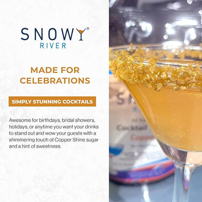 Snowy River Copper, Cocktail & Margarita Sugar Rimmer - Vibrant Color Glass Rimming Sugar with Medium Crystal Texture - 4oz