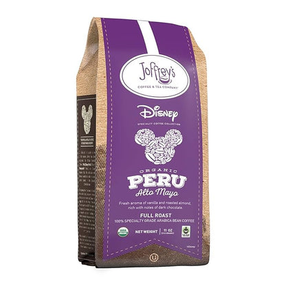 Joffrey's Coffee - Disney Organic Peru Alto Mayo, Single Origin, USDA Organic & Fair Trade Certified, Full Roast Arabica Beans, Kosher (Whole Bean, 11 oz)