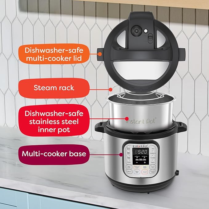 Instant Pot Duo 7-in-1 Electric Pressure Cooker, Slow Cooker, Rice Cooker, Steamer, Sauté, Yogurt Maker, Warmer & Sterilizer, Includes App With Over 800 Recipes, Stainless Steel, 8 Quart