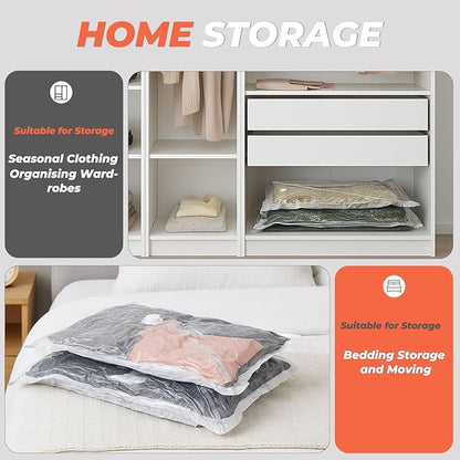 Vacuum Seal Bags for Clothing with Rechargeable Cordless Pump, 12 Pack Compression Packing Bags, Space Saver Storage for Seasonal Clothes Bedding Blanket Pillows Comforters Luggage Travel