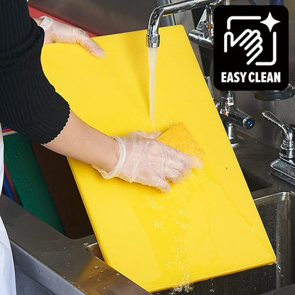 CURTA Cutting Boards for Kitchen, 24" x 18" x 0.5" Yellow Color Coded Plastic Commercial Chopping Board Anti Slip Surface Dishwasher Safe