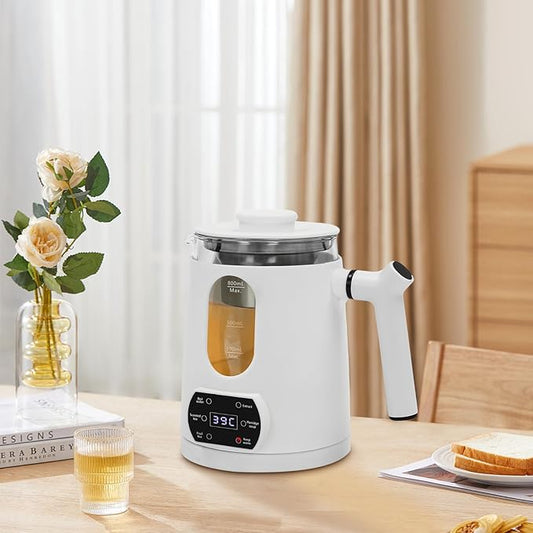 Electric Kettle,Temperature Control Glass Tea Maker LCD Display,Water Boiler & Heater With 360° Swivel Base and 6 Different Kinds of Functions For Coffee,Tea,Milk,Water,Hot Chocolate (White)