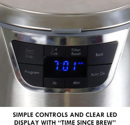Kenmore Elite Drip Coffee Maker - 12-Cup Programmable Coffee Machine With Glass Pot, Pause and Pour, Auto Shut-Off, Large Water Reservoir, Reusable Filter, Dishwasher Safe Carafe, Percoladora de Café