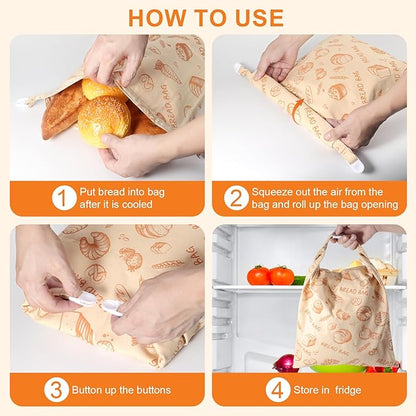 Sourdough bread Bags for Homemade Bread-2 Pack XL Reusable Beeswax Bread Bags for Homemade Bread Freezer & Refrigerator 17"×13" Natural Beeswax-Lined Organic Cotton Food Storage Bags to Keep Fresh