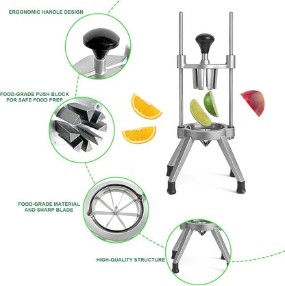 Commercial Easy Wedger Lemon Cutter Fruit Orange Lime Slicer 8 Section 304 Stainless Steel Blade Vegetable Tomatoe Potatoe Chopper Dicer for Home Bar Restaurant
