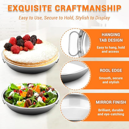 BEWOS 103 Pcs 7.4" Round Cake Pans - Nonstick Stainless Steel Cake Pans with 100 Pcs Parchment Paper, Non-Toxic Cake Baking Pans with Handles, Mirror Finish & Dishwasher Safe