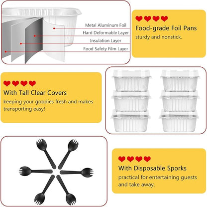 120pack 5oz Mini Cake Pans with Lids,LNYZQUS Foil Cupcake Cups Small Brownie Baking Tins,Square Disposable Ramekins Mini Cheesecake Containers Muffin Holders-White