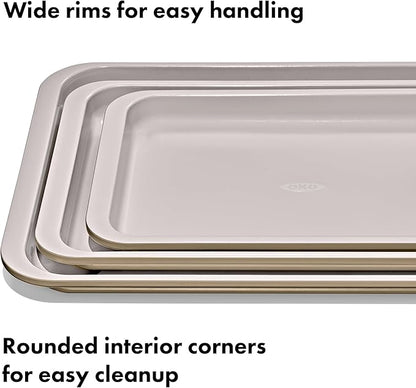 OXO Good Grips Non-Stick Pro Ceramic Coated Metal Bakeware 3-Piece Sheet Pan Set – Biscuit