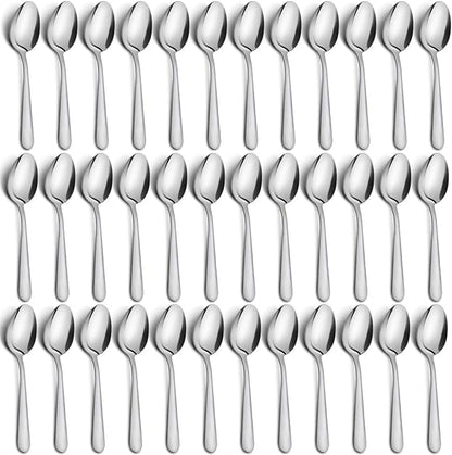 36-Piece Tea Spoons Set - 5.9" Stainless Steel Tea Spoon Silverware, Durable Small Spoons, Cost-effective Teaspoon Set of 36 for Home Kitchen Restaurant - Mirror Polished, Dishwasher Safe