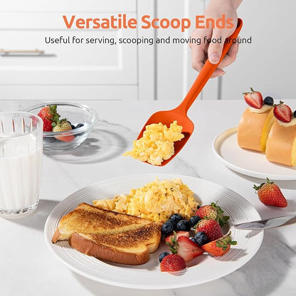U-Taste Silicone Spoon Spatula Set, 600ºF High Heat Resistant Food Grade Flexible Rubber Scraper, Integrated Cooking Mixing Baking Kitchen Utensils Set of 3 for Nonstick Cookware (Orange)