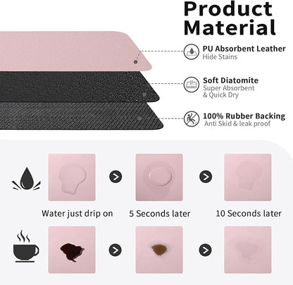 Coffee Mat - Absorbent Hide Stain Rubber Backed Dish Drying Mat for Kitchen Counter - Bar Mats for Countertops Accessories Fit Under Coffee Maker Espresso Machine