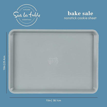 Sur La Table Kitchen Essentials Bake Sale 15 X 10 Inch PFOA, PFAS, PTFE Free Nonstick Cookie/Baking Sheet - Linen White (Pack of 4)