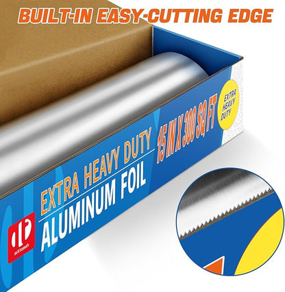 Superior Extra Heavy Duty Aluminum Foil 600 Sq Ft with about 30% More Thicker than Regular Heavy Duty Foil, 15" x 300 Sq Ft(Pack of 2)