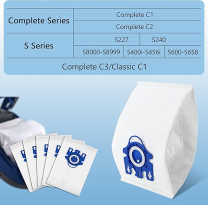 Improvedhand 20 Packs 3D Airclean Bags Replacement for Miele GN Vacuum Classic C1 Complete C1 Complete C2 S227 S240 S270 S400 S2 S5 S8 Series with 5 Motor Protection Filters, 5 AirClean Filters