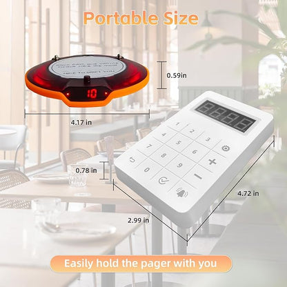 Restaurant Pager System, Long Range Social Distancing Pagers for Restaurants,10 Coaster Beepers with Vibration Flashing Buzzer, Queue Wireless Calling System for Food Truck Church Nursery Coffee Shop