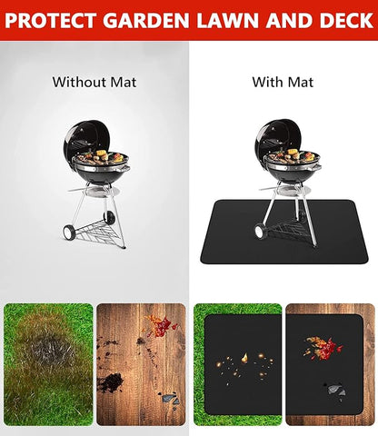 48 x 30 inch Under Grill Mats for Outdoor Grill, Double-Sided Fireproof Deck and Patio Protector Mat, BBQ Mat for Under BBQ, Waterproof Oil-Proof Grill Floor Pads Fire Pit Mat Fireplace Mat