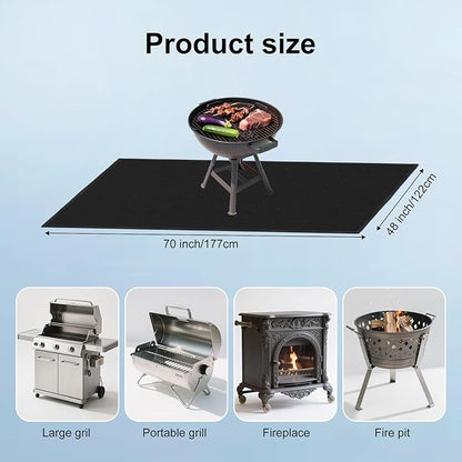 LETITIN Large 70x48 Inch Under Grill Mat for Outdoor Grill & Fire Pit - Fireproof Deck Protector Pad for Wood, Patio, Lawn - Oil-Proof Rubber Mat for Blackstone