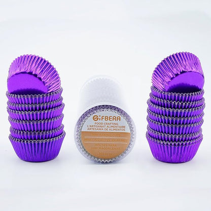 Gifbera Metallic Purple Foil Mini Cupcake Liners Muffin Cups, 300-Count