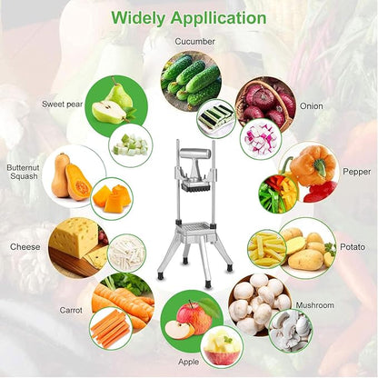 Commercial Vegetable Chopper & French Fry Cutter Stainless Steel,Vegetable Chopper Dicer Stainless Steel,1/4" Blades Sizes,Heavy Duty Cutter for Potatoes Onion Peppers Mushrooms