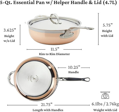 Hestan - CopperBond Collection - 100% Pure Copper Essential Pan, Induction Cooktop Compatible, 5 Quart