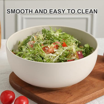 Ceramic Large Salad Bowls with Garlic Grater Function. White 60 OZ Salad Serving Bowl. Deep Bowl fit for Soup, Cereal, Ramen, Pasta, Salad.