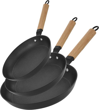 YUTANN 8&10&12 Inch Non-stick Frying Pans,Pre-seasoned Cast Iron Skillet Set with Detachable Handle,Lightweight,Dishwasher Oven Safe (500°F)