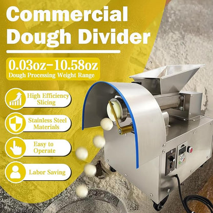 TECHTONGDA Commercial Dough Divider Electric Quantitative Dough Cutter Stainless Steel Dough Ball Maker for Bread Pizza Noodle 1-300g