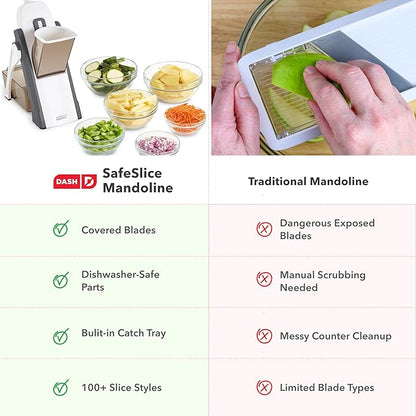 DASH Safe Slice Mandoline for Vegetables, Meal Prep & More with 30+ Presets & Thickness Adjuster, Midnight Navy