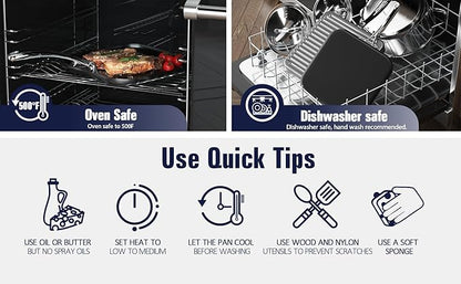 Cooks Standard Nonstick Square Griddle Pan 11 x 11-Inch, Hard Anodized Cookware Griddle Pan, Black