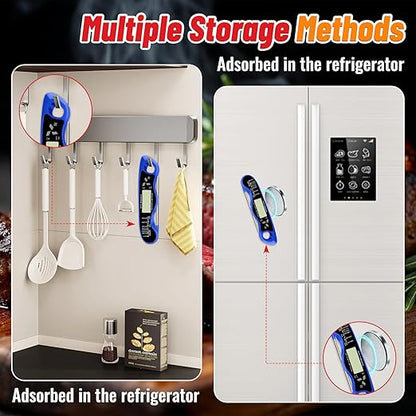 Meat Thermometer, IP67 Waterproof Digital Meat Thermometer with Backlight, Hold Function & Magnet for Grill, BBQ, Candy, Beef,Turkey，Gadgets Essentials BBQ Accessories,Mens Stocking Stuffers