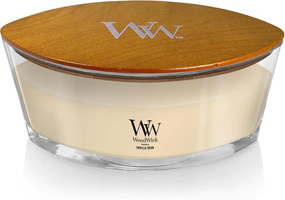 WoodWick Vanilla Bean Holiday Candle Gifts for Women and Men, 16 oz Ellipse Candle with Crackling Wick