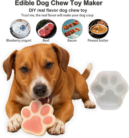 4IN Big Paw Shape Dog Cat Treat Molds 2 Pack, DIY Flavors for Puppy. Food Safe Silicone for Oven. Large Ice Cube Molds for Pet Chew, Cooling, Pets Birthday Cake Baking. Fun Gifts for Dog Lover