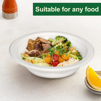 Paper Bowls 12oz, Disposable Bowls Heavy Duty, 1000-Pack 100% Compostable Disposable Soup Bowl, Biodegradable Bagasse Paper Bowls Bulk-White