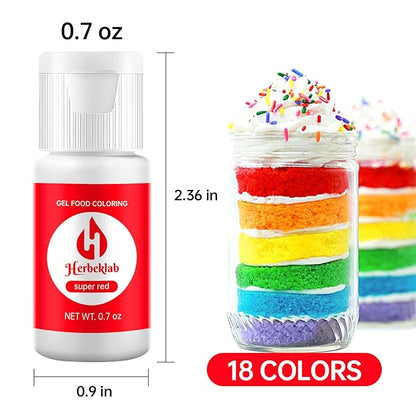 Gel Food Coloring Set – 18 Vibrant Colors, 0.7 oz Each, Concentrated Gel Based Food Dye for Baking, Icing, Cake Decorating, Cookies & Fondant