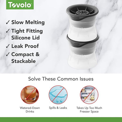 Tovolo Soccer Ball Ice Cube Molds Pack of 2 Large Sports Craft Ice Spheres for Drinks Whiskey Bourbon Cocktails, Dishwasher Safe BPA Free Silicone Soccer Ice Mold Fun Sports Gifts for Adults