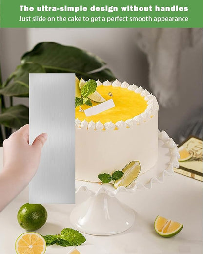 3PCS Stainless Steel Cake Scraper Set, Icing Scraper & Icing Smoother for Cake Decorating, Frosting Scraper Tools, Alisador de Pasteles for Buttercream & Baking