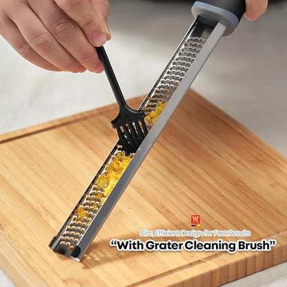 Long Flat Head Stainless Steel Cheese Grater Precision-Engineered Blades, Lemon Ginger Zester Non-Slip Handle, Ideal for Parmesan, Citrus, Spices, Durable Rust-Resistant (12.6" x 1.38")