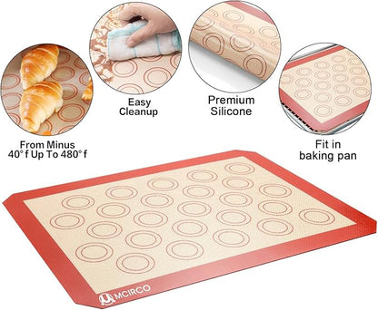 Stainless Steel Baking Sheet Tray Cooling Rack with Silicone Baking Mat Set, Cookie Pan with Cooling Rack, Set of 6 (2 Sheets + 2 Racks + 2 Mats), Size 16 x 12 x 1 Inch, Easy Clean
