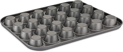husMait Premium Quality Mini-Muffin Pan, Baking Sheet, and Cooling Rack. For Baking Mini Cupcakes, Muffins, Bite Size Tarts, Cookies. Non-Stick, Dishwasher Safe, Oven Safe (Muffin Pan)