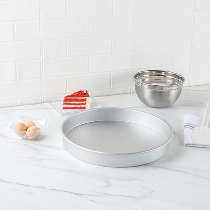 Restaurantware-Met Lux 14 x 2 Inch Straight-Sided Baking Tins, 12 Round Cake Pans - Oven-Ready, Freezable, Anodized Aluminum Round Baking Pans, Greaseproof, For Layer Birthday Cakes