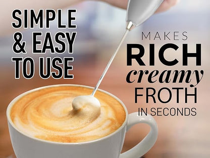 Zulay Powerful Milk Frother for Coffee with Upgraded Titanium Motor - Handheld Electric Whisk, Foamer, Mini Mixer and Coffee Blender for Latte, Matcha, No Stand - Silver/Black